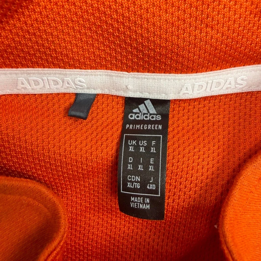 Adidas Primegreen Mens XL Orange Quarter Zip Pullover Athletic Sweatshirt